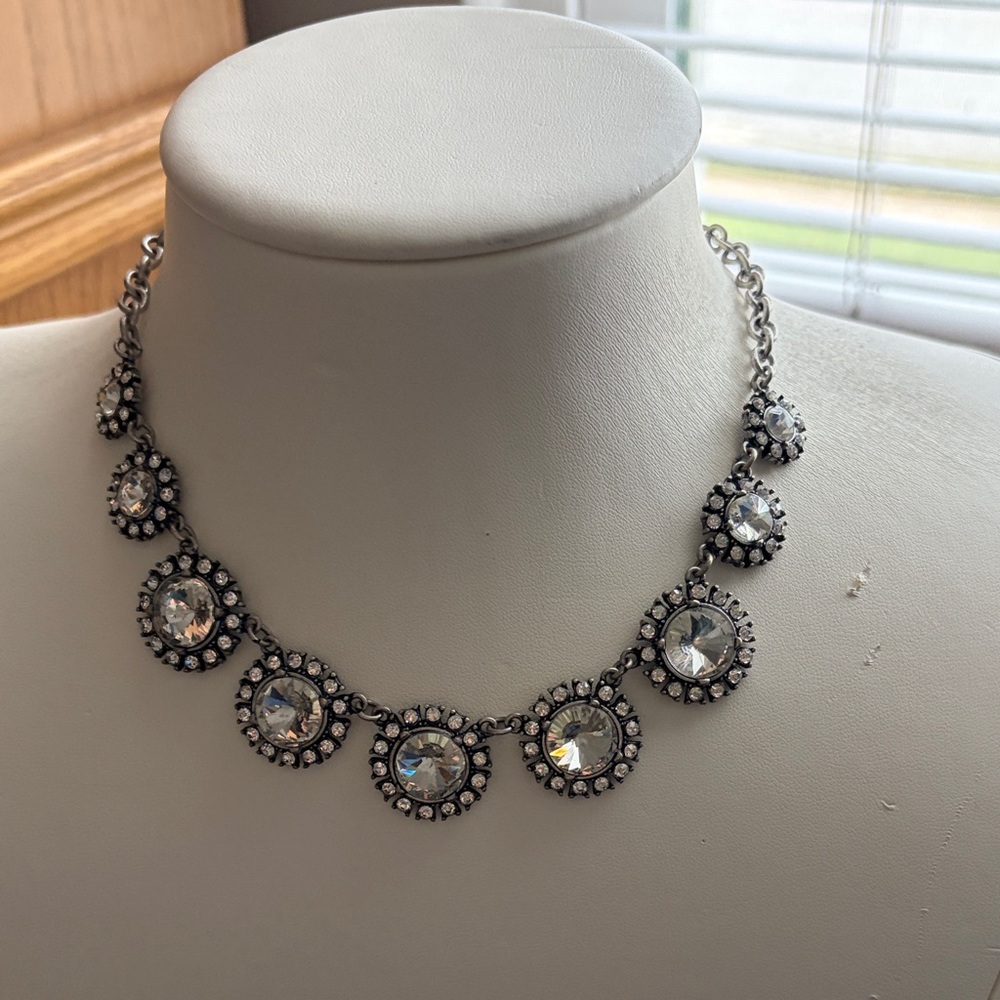 Kohl's Silver Necklace with Crystal Embellishments